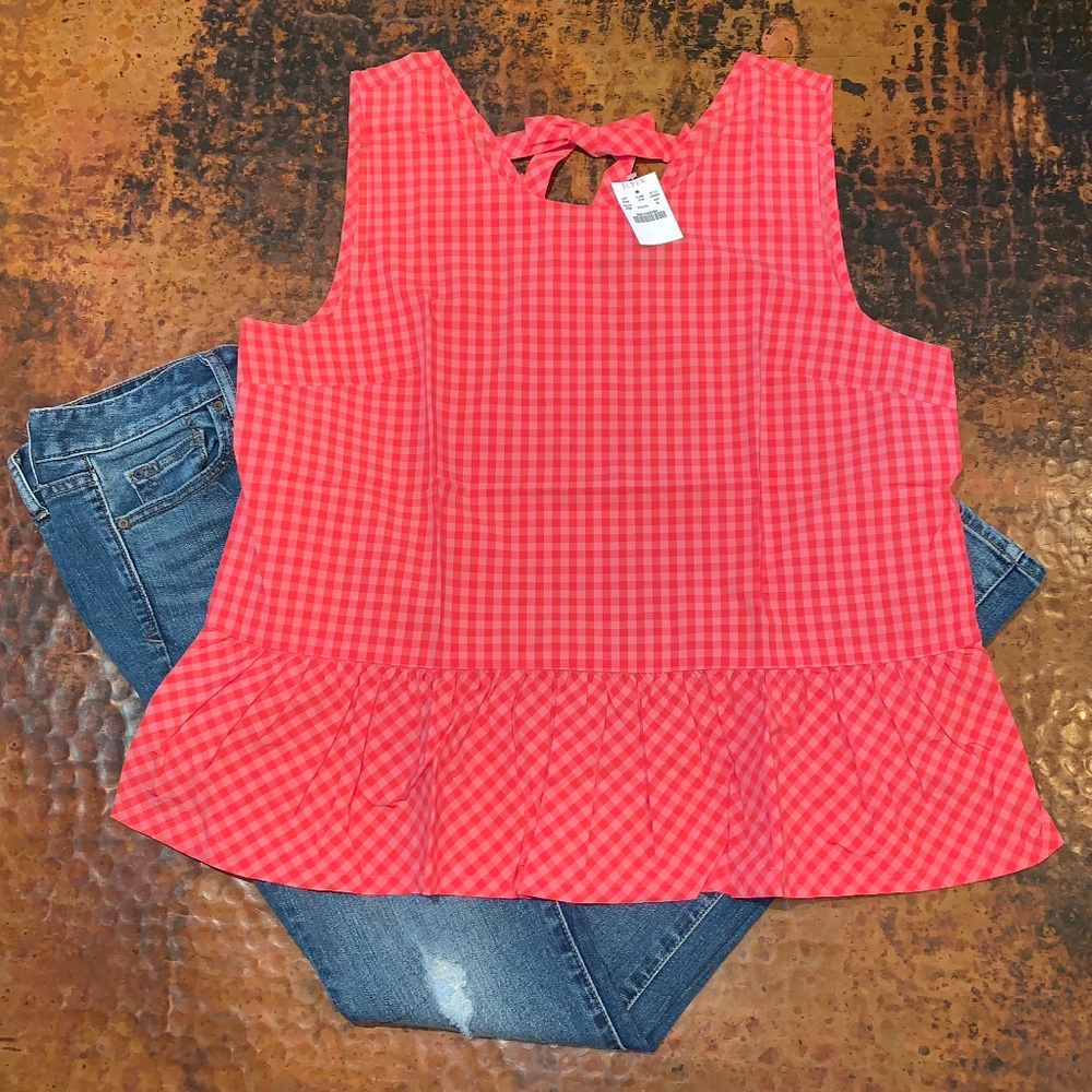 J. Crew Factory Printed Bow-Back Peplum Tank